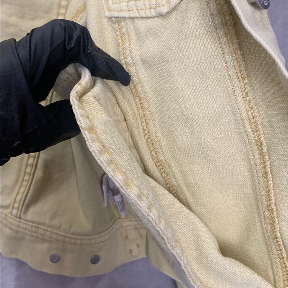 FREE PEOPLE | MEDIUM Women DENIM JACKET | YELLOW GOLDEN - Picture 7 of 16